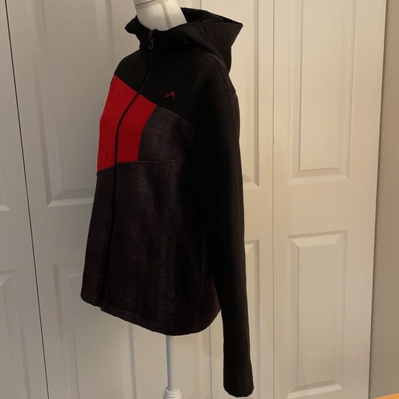 Vertical ‘9 SZ XL (18-20) Women’s Zip Front Lightweight Black/Red Hooded Jacket - Picture 5 of 14